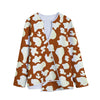 Chocolate And Milk Cow Print Long Sleeve Short Coat