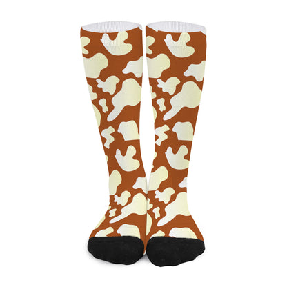 Chocolate And Milk Cow Print Long Socks