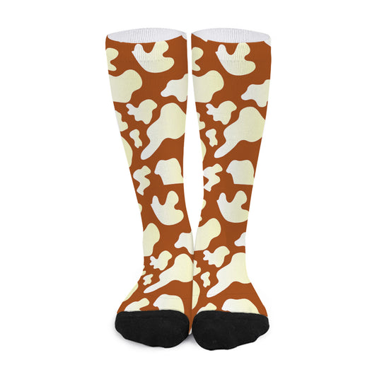 Chocolate And Milk Cow Print Long Socks