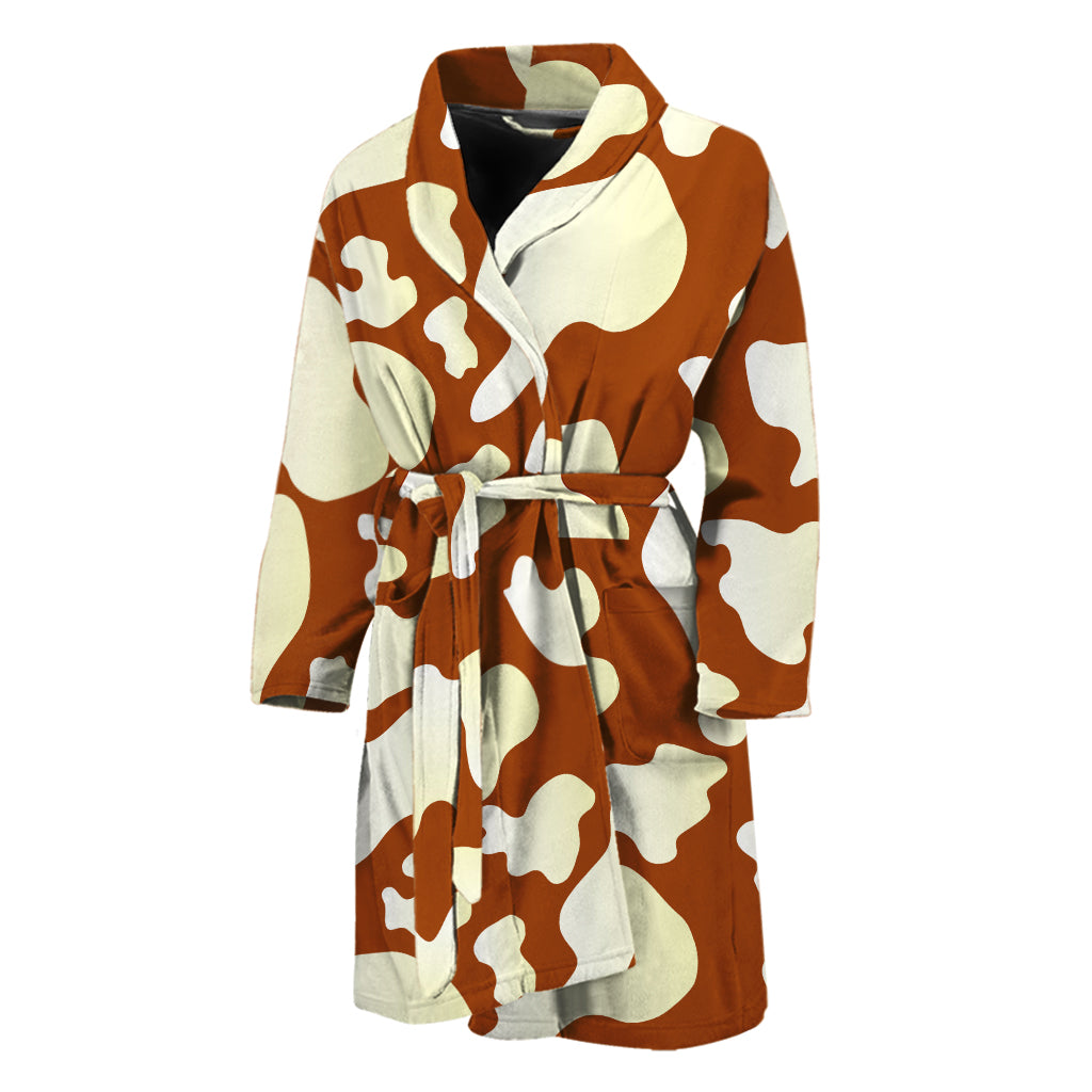 Chocolate And Milk Cow Print Men's Bathrobe