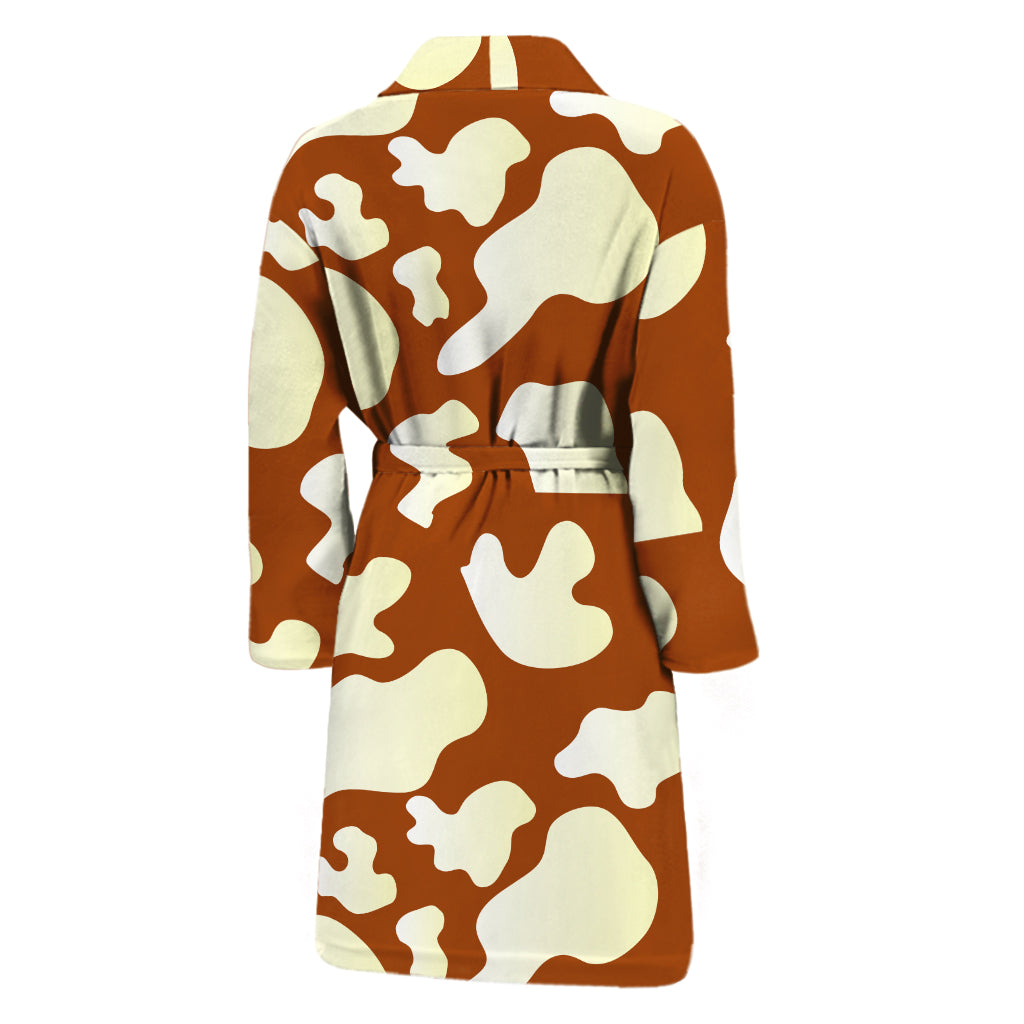 Chocolate And Milk Cow Print Men's Bathrobe