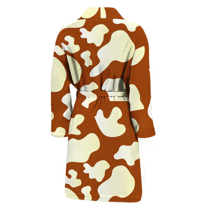 Chocolate And Milk Cow Print Men's Bathrobe