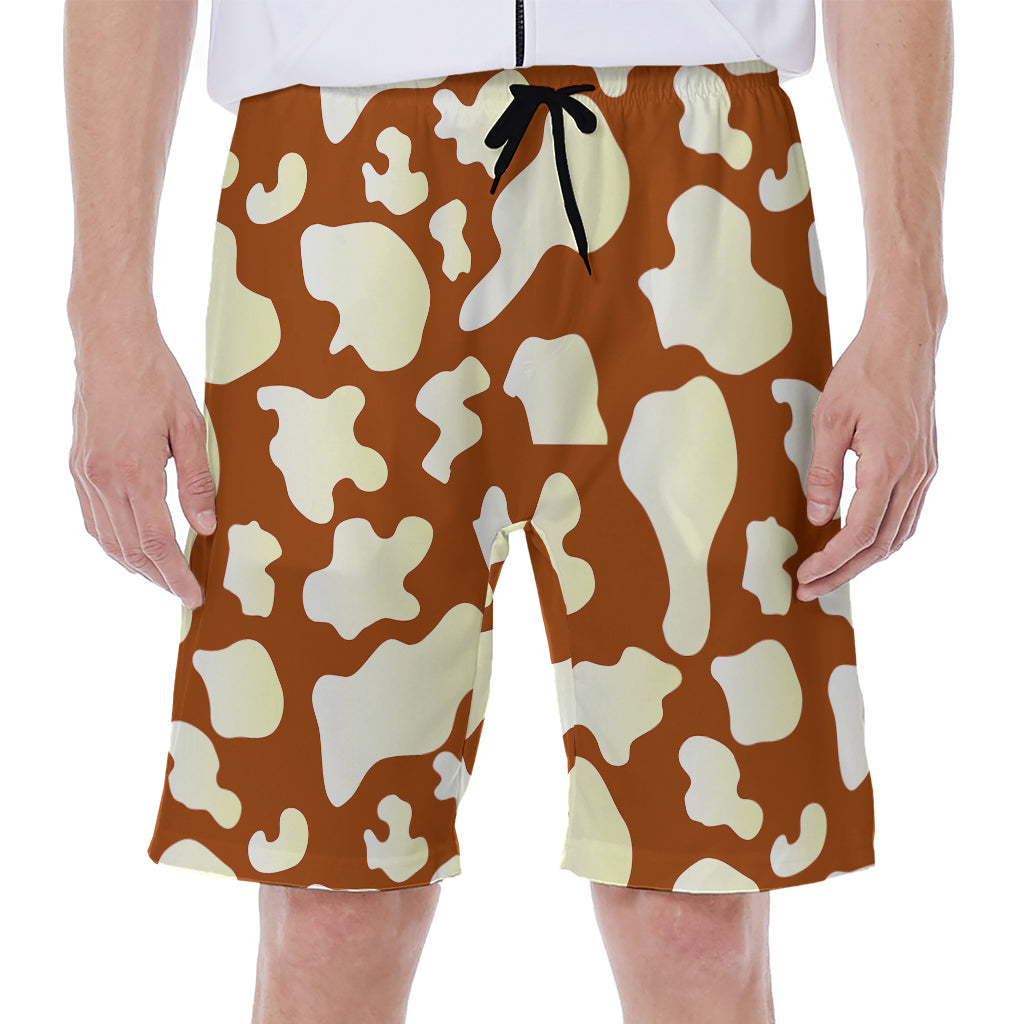 Chocolate And Milk Cow Print Men's Beach Shorts