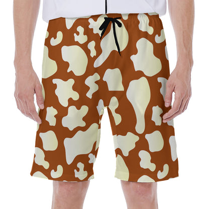 Chocolate And Milk Cow Print Men's Beach Shorts