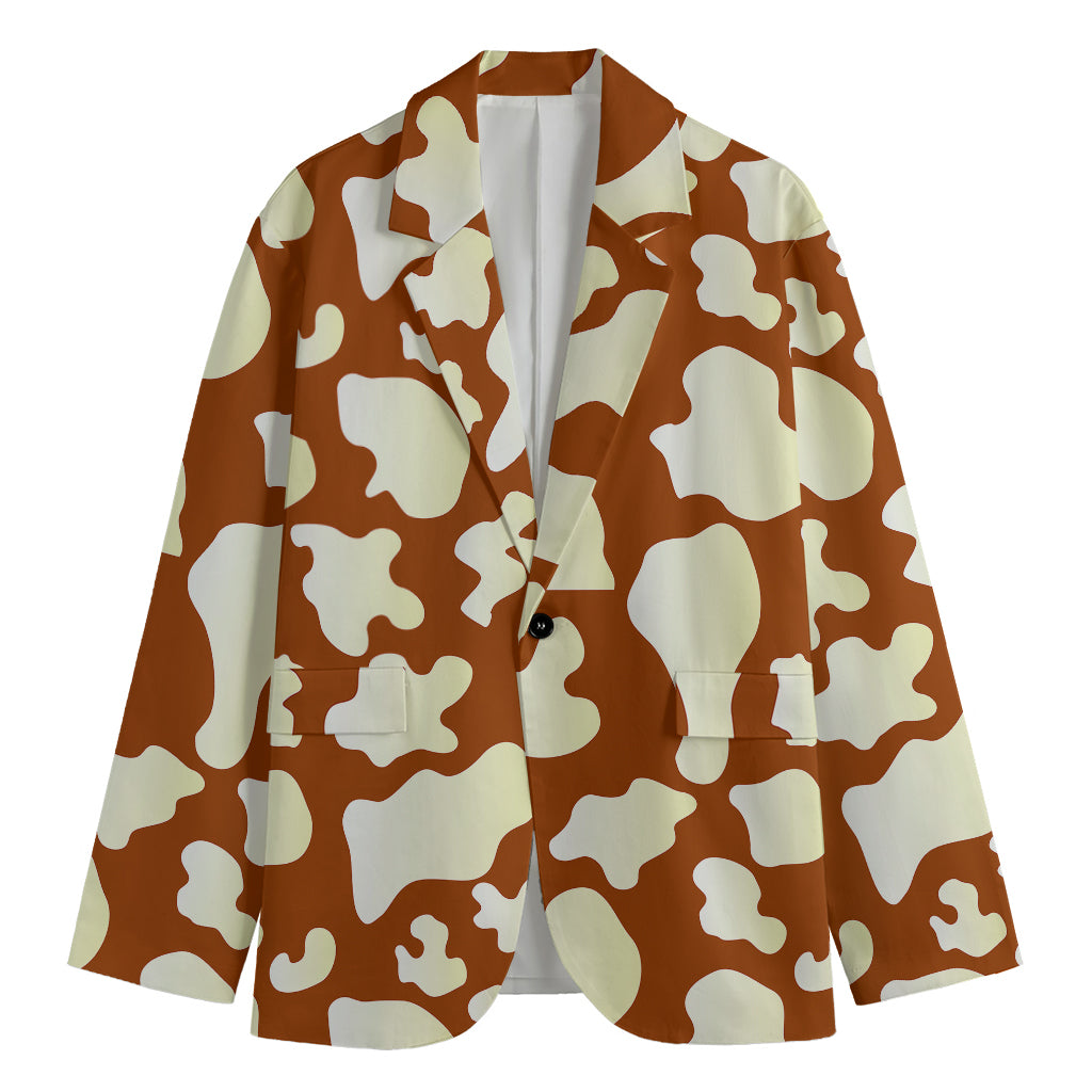 Chocolate And Milk Cow Print Men's Cotton Blazer
