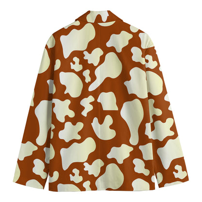 Chocolate And Milk Cow Print Men's Cotton Blazer