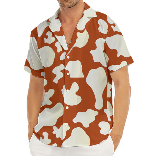 Chocolate And Milk Cow Print Men's Deep V-Neck Shirt