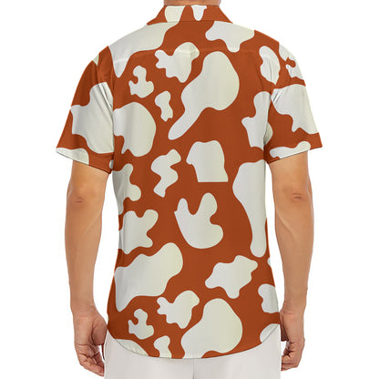 Chocolate And Milk Cow Print Men's Deep V-Neck Shirt