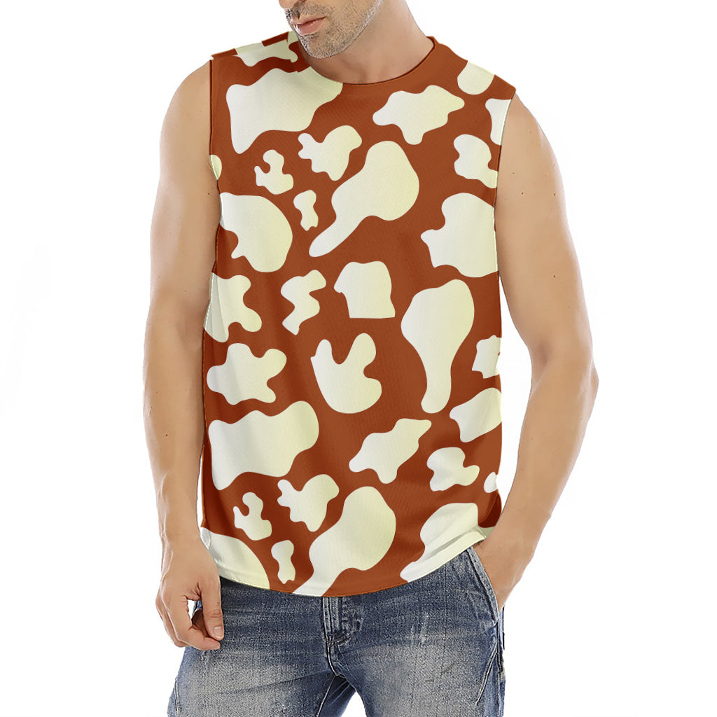 Chocolate And Milk Cow Print Men's Fitness Tank Top