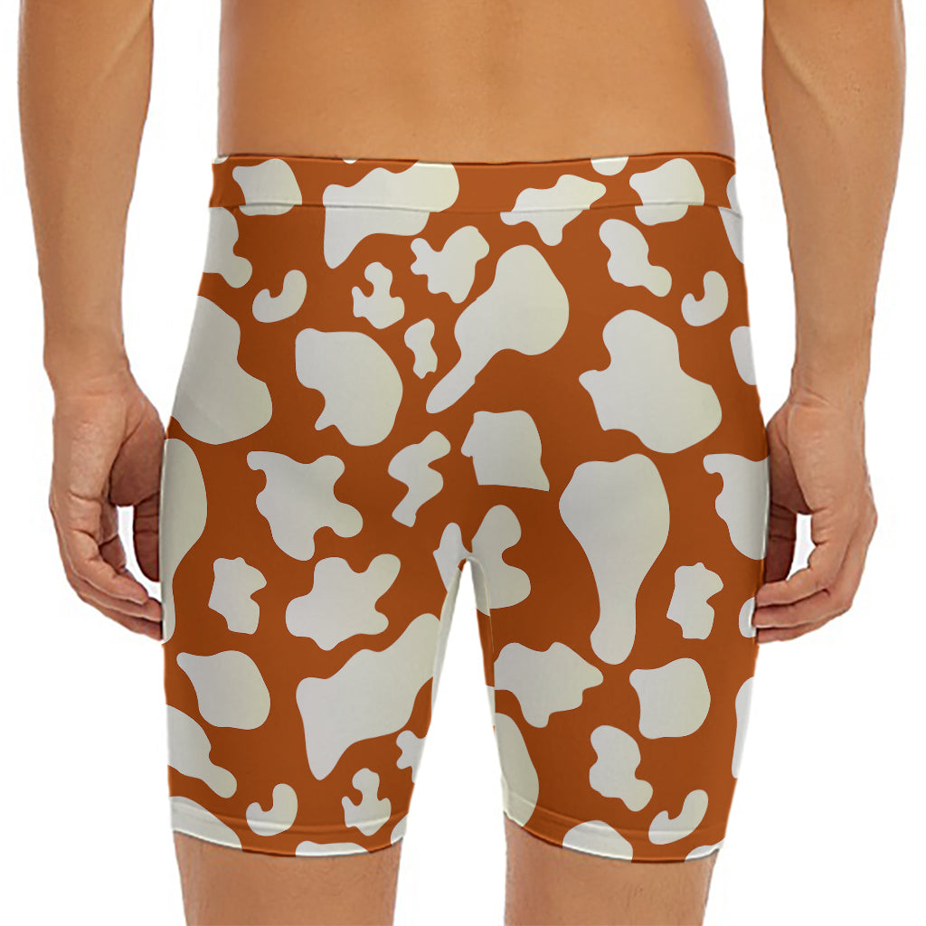 Chocolate And Milk Cow Print Men's Long Boxer Briefs