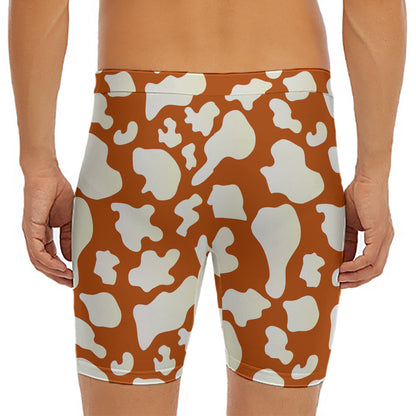 Chocolate And Milk Cow Print Men's Long Boxer Briefs