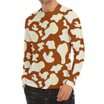 Chocolate And Milk Cow Print Men's Long Sleeve Rash Guard