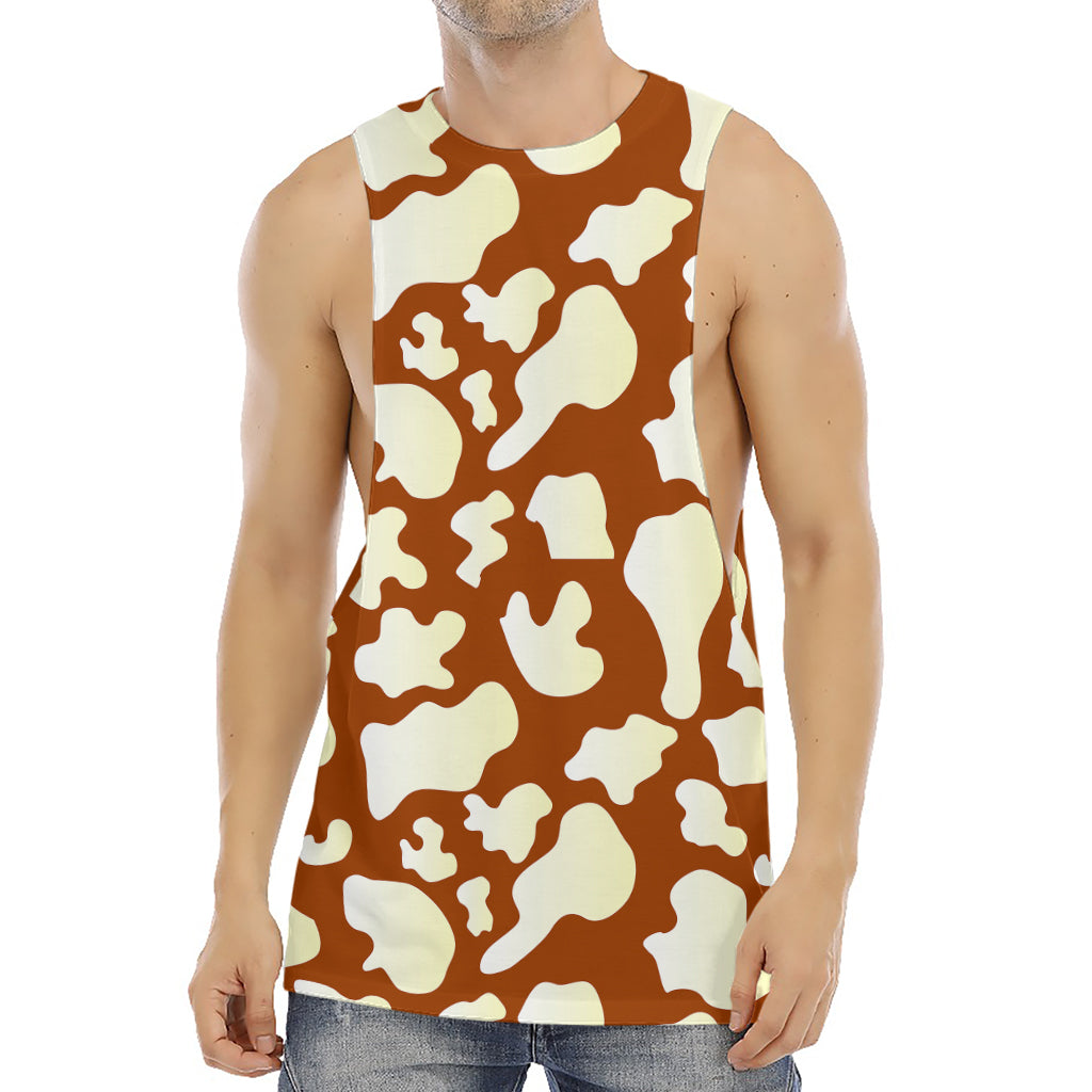 Chocolate And Milk Cow Print Men's Muscle Tank Top