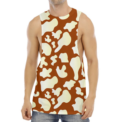 Chocolate And Milk Cow Print Men's Muscle Tank Top