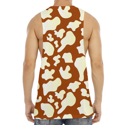 Chocolate And Milk Cow Print Men's Muscle Tank Top