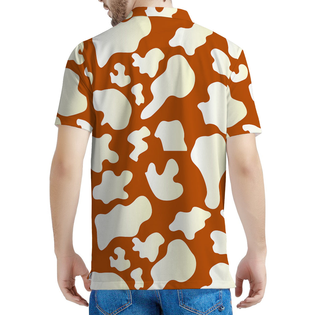 Chocolate And Milk Cow Print Men's Polo Shirt