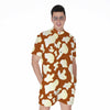 Chocolate And Milk Cow Print Men's Rompers