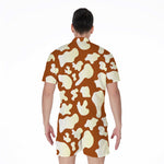 Chocolate And Milk Cow Print Men's Rompers