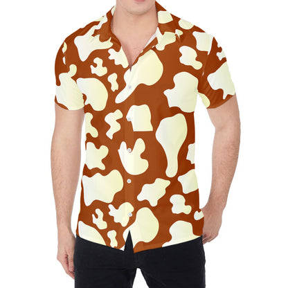 Chocolate And Milk Cow Print Men's Shirt