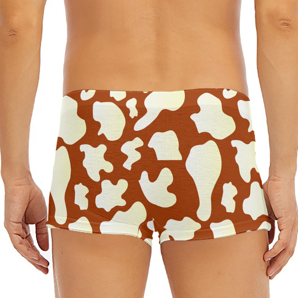 Chocolate And Milk Cow Print Men's Short Boxer Briefs