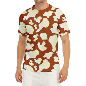 Chocolate And Milk Cow Print Men's Short Sleeve Rash Guard