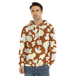 Chocolate And Milk Cow Print Men's Velvet Pullover Hoodie