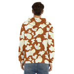 Chocolate And Milk Cow Print Men's Velvet Pullover Hoodie