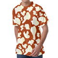 Chocolate And Milk Cow Print Men's Velvet T-Shirt