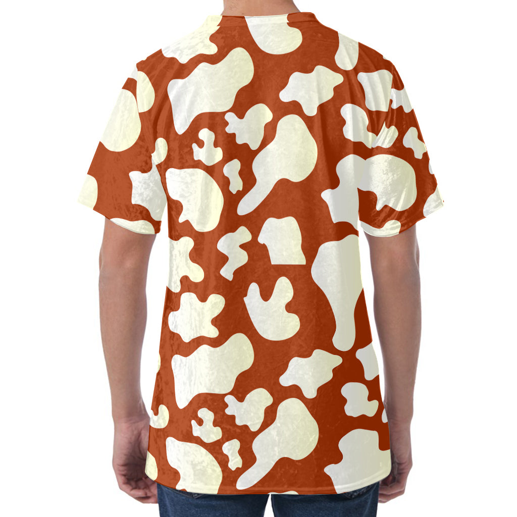 Chocolate And Milk Cow Print Men's Velvet T-Shirt