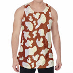Chocolate And Milk Cow Print Men's Velvet Tank Top