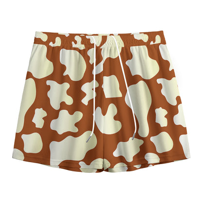 Chocolate And Milk Cow Print Mesh Shorts