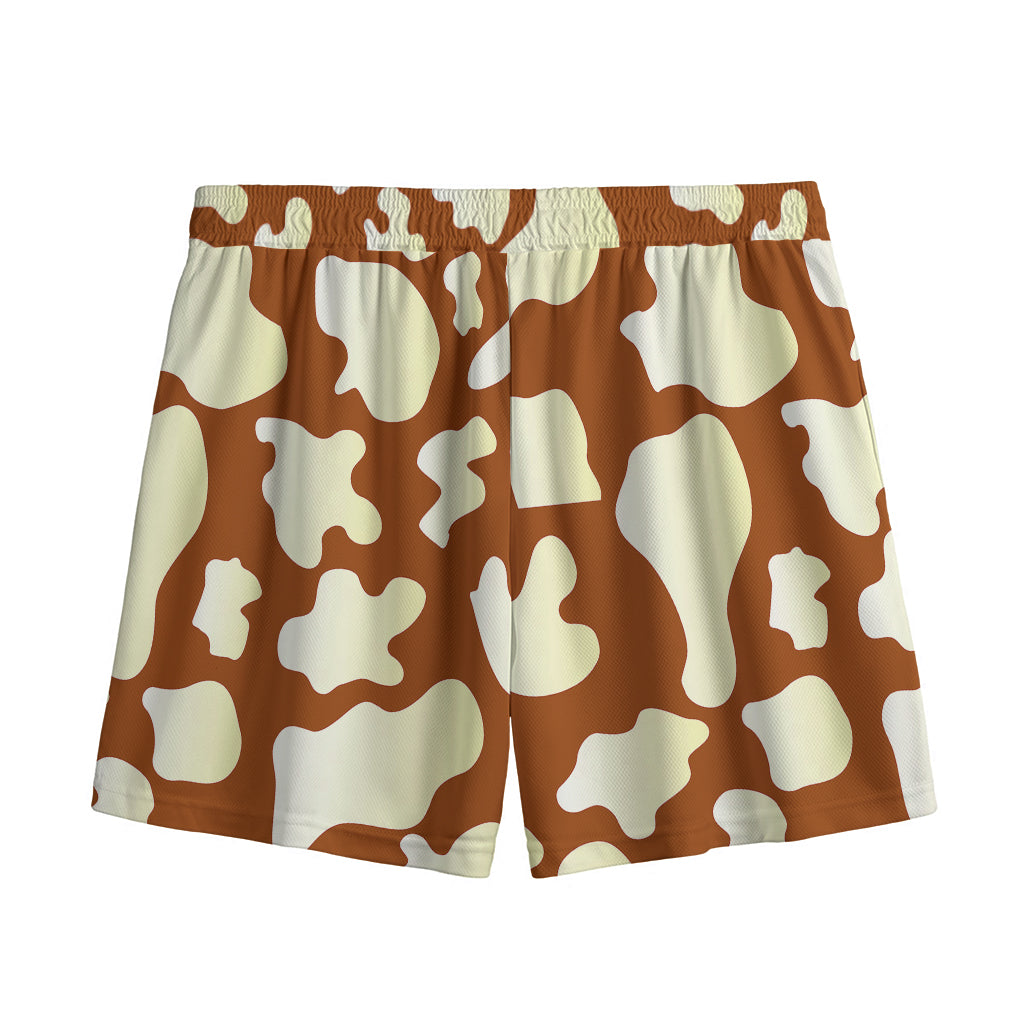 Chocolate And Milk Cow Print Mesh Shorts