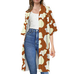 Chocolate And Milk Cow Print Open Front Beach Cover Up