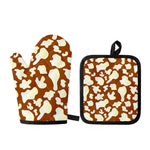 Chocolate And Milk Cow Print Oven Mitt And Pot Holder Set