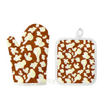 Chocolate And Milk Cow Print Oven Mitt And Pot Holder Set