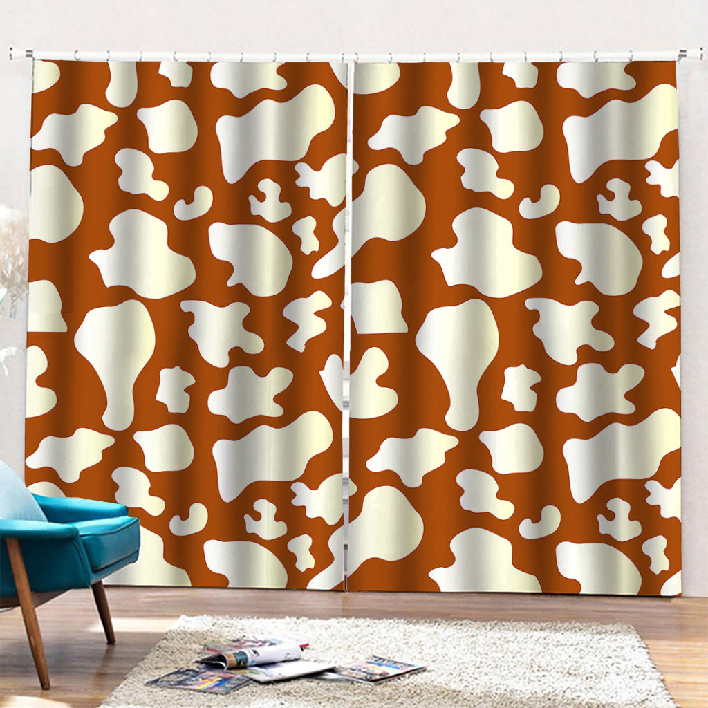 Chocolate And Milk Cow Print Pencil Pleat Curtains