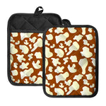 Chocolate And Milk Cow Print Pot Holders With Pocket