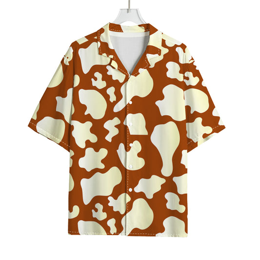 Chocolate And Milk Cow Print Rayon Hawaiian Shirt