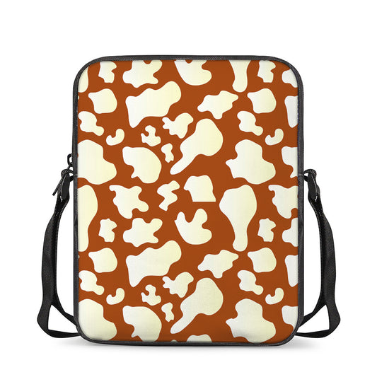 Chocolate And Milk Cow Print Rectangular Crossbody Bag