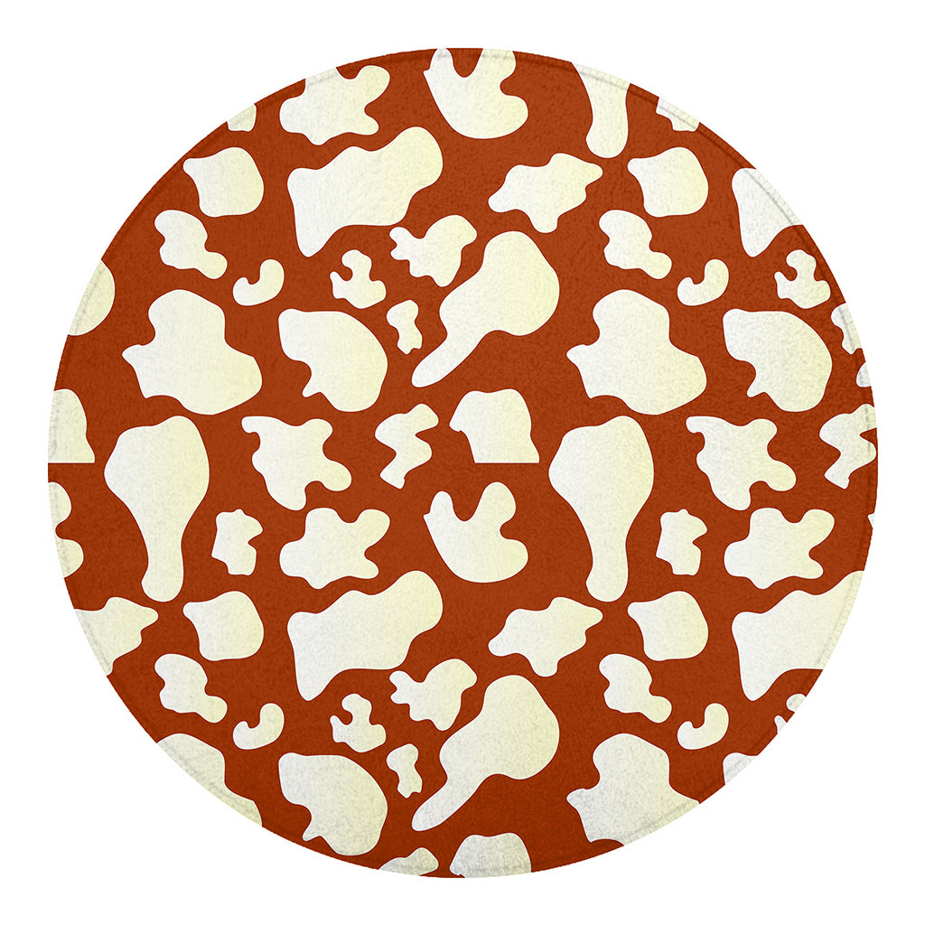 Chocolate And Milk Cow Print Round Blanket