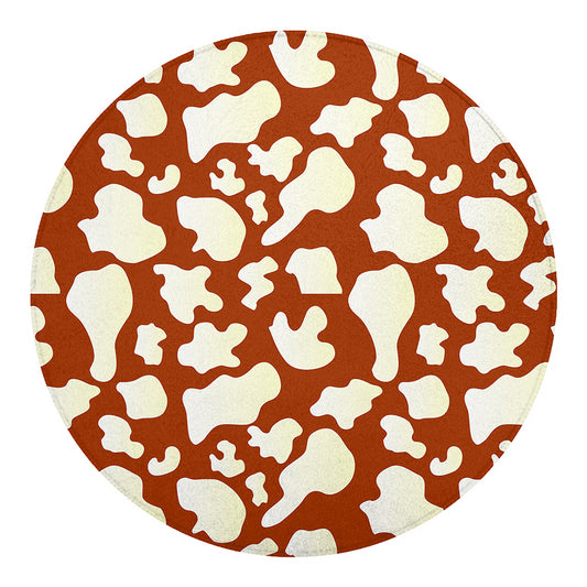 Chocolate And Milk Cow Print Round Blanket