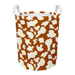 Chocolate And Milk Cow Print Round Laundry Basket