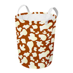 Chocolate And Milk Cow Print Round Laundry Basket