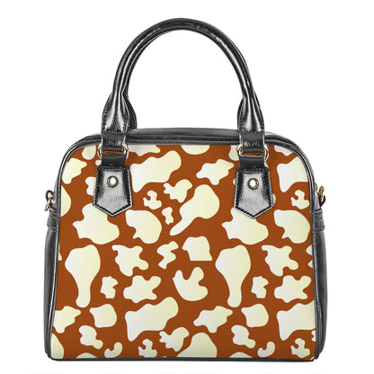 Chocolate And Milk Cow Print Shoulder Handbag