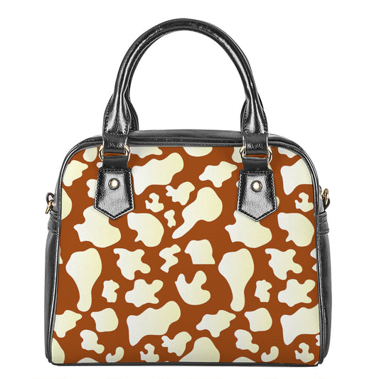 Chocolate And Milk Cow Print Shoulder Handbag