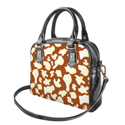 Chocolate And Milk Cow Print Shoulder Handbag