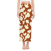 Chocolate And Milk Cow Print Side Slit Maxi Skirt