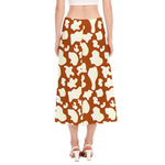 Chocolate And Milk Cow Print Side Slit Midi Skirt