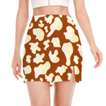 Chocolate And Milk Cow Print Side Slit Mini Skirt