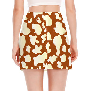 Chocolate And Milk Cow Print Side Slit Mini Skirt